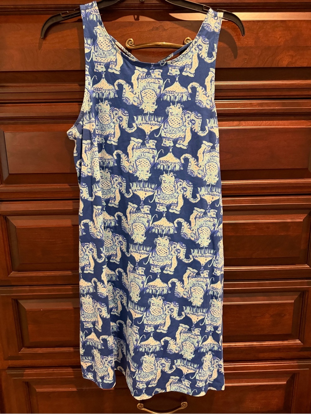 Lilly Pulitzer Blue and White Elephant Print Shift Dress